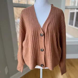 Old Navy Cognac Tan Wide Rib V Neck Cardigan Sweater Size Small thumbnail 12