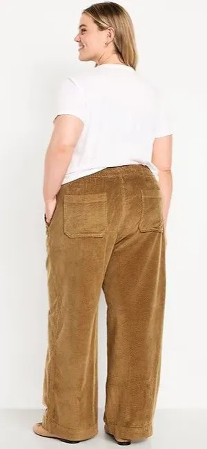 Old Navy High-Waisted Pull-On Corduroy Pants Wide Leg Womens Large Tall LT Brown thumbnail 10