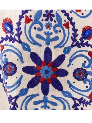 FARM Rio Off-White Navy Embroidery Mini Dress S thumbnail 8
