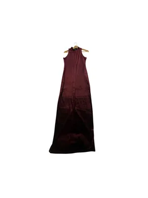 MINKPINK Women M Burgundy Velvet Maxi Dress Mock Neck Whimsigoth Gothic Slit thumbnail 4