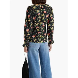 NWT Batsheva x Laura Ashley Nia Ruffled Floral-print Cotton-poplin Top‎ sz 0 thumbnail 2