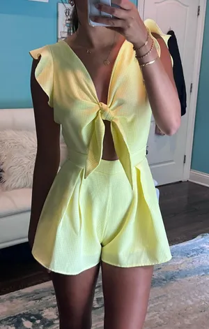 Lucy in the Sky yellow romper thumbnail 1