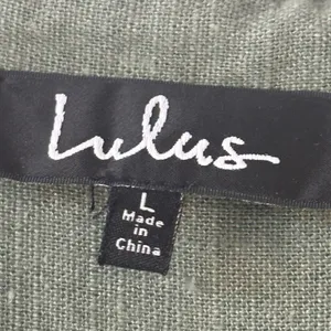 Lulu’s Olive Green Lace-Up Utility Mini Shirt Dress Short Sleeve Size Large thumbnail 6
