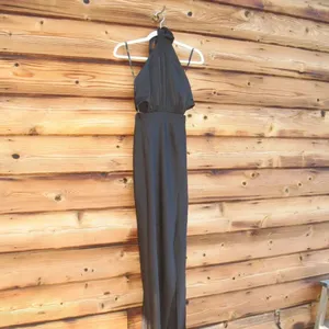 NWT MINKPINK Black S Satin Halter Cut Out Silky Maxi Dress Gown thumbnail 5