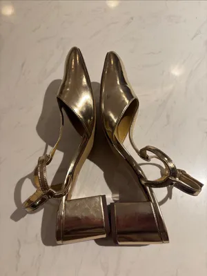 J. Crew Gold Metallic T-Strap Women’s Heels thumbnail 6