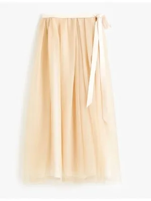 NWT J.Crew Collection Tulle Ball Skirt in Gold Sparkle Ribbon Belted Midi 6 thumbnail 4