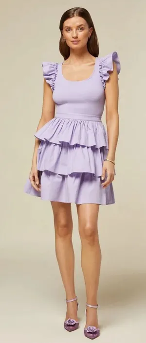 Rachel parcell‎ Ruffle Sleeve Tiered Dress Purple Sleeveless Mini Summer Party 8 thumbnail 1