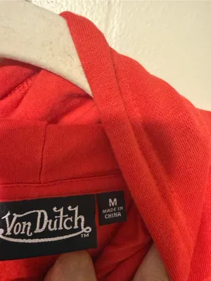Von Dutch Red Hoodie Sweater with White Logo and Drawstrings M thumbnail 4