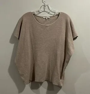 Cyrus Textured Knit Sweater Top Beige Womens Small Short Dolman Sleeve Shirt thumbnail 1
