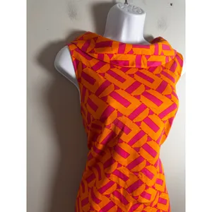 Trina Turk Leko Mini‎ Dress Orange Pink Geometric Cowl Neck Sleeveless NWT L thumbnail 4