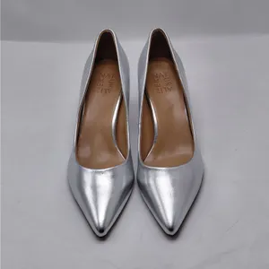 Naturalizer Women's Pumps Size 8.5M Silver Metallic Leather Pointed Toe Heels thumbnail 3