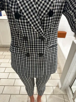 Zara black and white gingham suit jacket thumbnail 6
