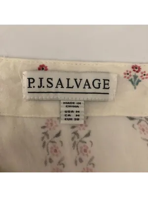 P.J. Salvage Floral Print Cami Top M Lightweight White Pink Sleeveless Crochet thumbnail 4