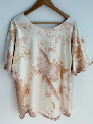 Bleached grunge off the shoulder pocket tee Tan Size XL thumbnail 9