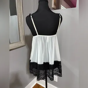 Victoria's Secret white & black lace babydoll chemise slip dress size medium. thumbnail 2