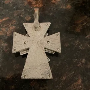 Handmade Rhinestone and beads costume cross pendant thumbnail 2