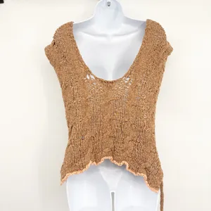 Free People Womens Arlo Knit‎ Praline Combo Boho Festival Side Tie Top Size S thumbnail 9