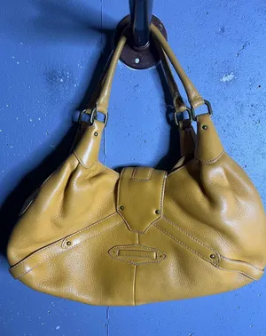 Cole Haan Beige Yellow Pebble Leather Purse Bag thumbnail 1