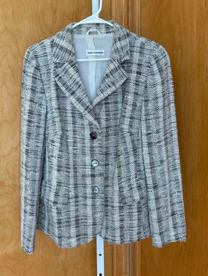 Trixi Schober Tweed Blazer Jacket Women's Size‎ 12 Black White Multi-Color thumbnail 1