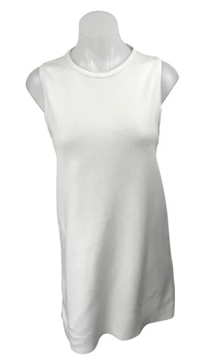 Zara White Sleeveless Crew Neck Cami Camisole Tank Mini Shift Dress Size S thumbnail 1