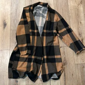 Super soft plaid long cardigan Brown Size M thumbnail 1