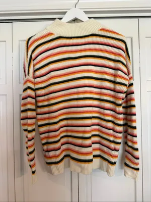 Lands’ End cotton drifter multi color ribbed pullover sweater S thumbnail 6