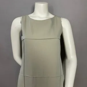 Shift‎ Dress Sleeveless Clean Lines Pintucks Mod Professional Office Neutral thumbnail 4