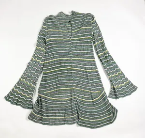 Free People Ziggy Zig Zag Knit Bell Sleeve Tunic Swing Pullover Sweater Dress S thumbnail 4