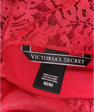 Victoria’s Secret Red Nightie Lingerie Medium Plunge Back V-Neck Lace Accents thumbnail 11