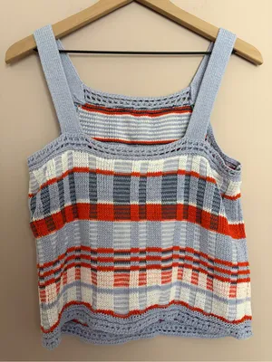 Banana Republic Plaid Cropped Sweater Tank Medium thumbnail 3