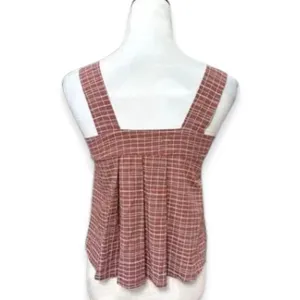 Torio Mauve Pink Grid Check Square Neck Tank Top Sleeveless A Line S Casual Boho thumbnail 5