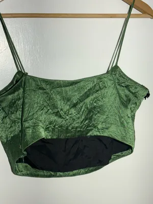 NWOT Hope for Flowers by Tracy Reese Beaded Cami Green Top 100% Naia Acetate thumbnail 11