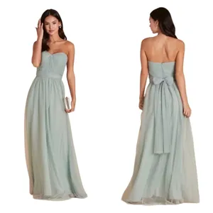 NWT Birdy Grey Sage Green Christina Full Length Tulle Bridesmaid Prom Dress thumbnail 2
