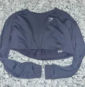 Cotton Purple Gymshark Workout Lounge Cropped Top thumbnail 1