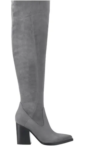 Marc Fisher LTD Grey Faux Suede Over The Knee Block Heel Boots Size 7M thumbnail 1