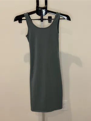 Tentree Organic Cotton Twist-Back Cutout Tank Dress XS Gray Green thumbnail 3