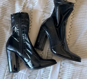 Black Patent Leather Ankle Boots thumbnail 1