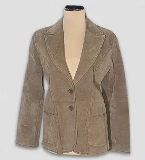 Vintage Y2K Suede Leather Blazer Coat Camel Brown Size M thumbnail 1