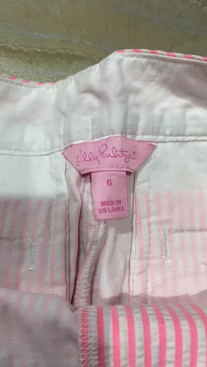 Lilly Pulitzer Pink Striped Shorts with Embellished Design Women’s 6 / Read Description The waist was modified and now is 24 inches. This short is for a girl with small waist (Please See the pics) thumbnail 5
