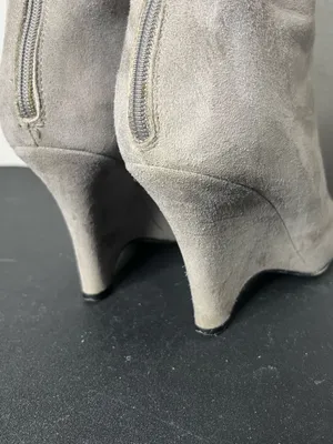 Kate Spade Grey Suede Leather Knee High Curved Wedge Boots Size 7.5 thumbnail 6