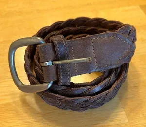 Women's Braided Leather Belt - Brown Unisex 38 inch full boho coastal cowgirl thumbnail 1