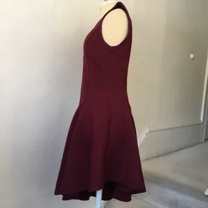 Urban Outfitters Sugarlips Dark Red Drop Waist Quilted Asymmetrical Dress Size Small thumbnail 3