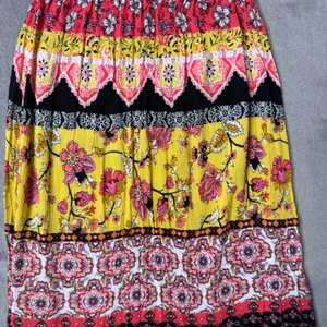 BOHO Patchwork Tiered‎ High Low Maxi Skirt Floral Ruffle Peasant Gypsy Size XS thumbnail 6