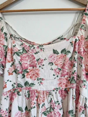 Altar'd State Floral Midi Dress Size Large Pink Wedding Cameron Linen thumbnail 5