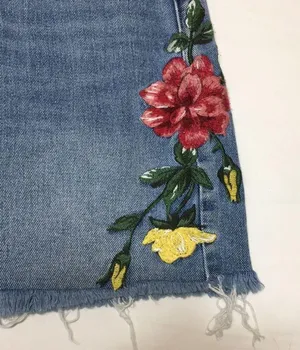 PacSun • Denim Floral Embroidered Raw Hem Jean Skirt Size 27 thumbnail 4