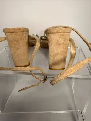 Lulu's Tan Bow Ankle-Strap Sandals with Rhinestone Accent thumbnail 4
