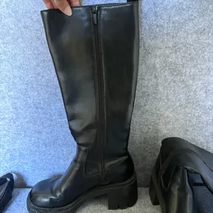 Zara Knee high Boots with a chunky heel and lug soles black size 36 thumbnail 4