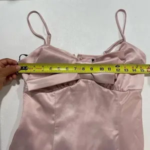 Forever 21 Pink Satin Bow Mini Dress | Size M | Elegant Party / Date Night Look thumbnail 4