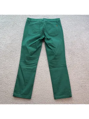 Tory Burch Ivy Super Skinny Jeans Women’s 29 Emerald Green Stretch Gold Logo thumbnail 2