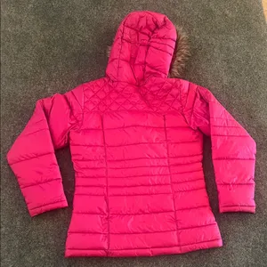 Columbia Women Fuchsia Puffer Jacket with Faux Fur Hood Size S thumbnail 7